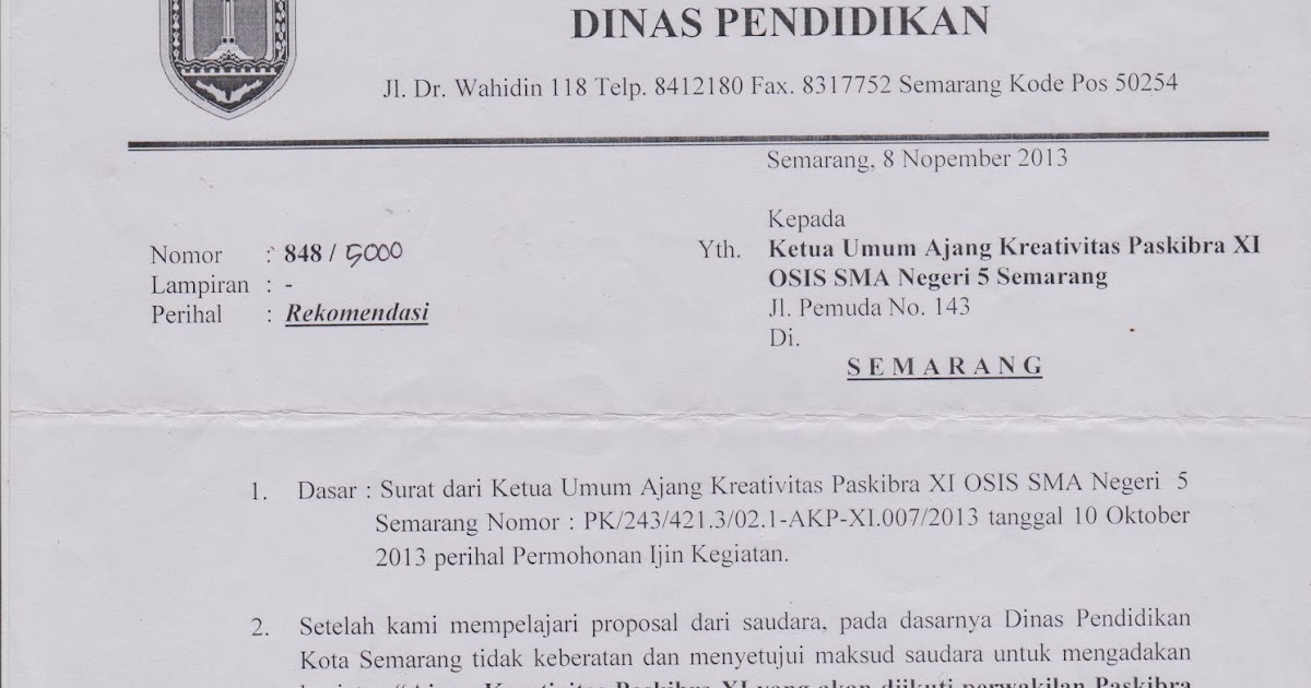 Ajang Kreativitas Paskibra Surat Rekomendasi Akp Xi Dari