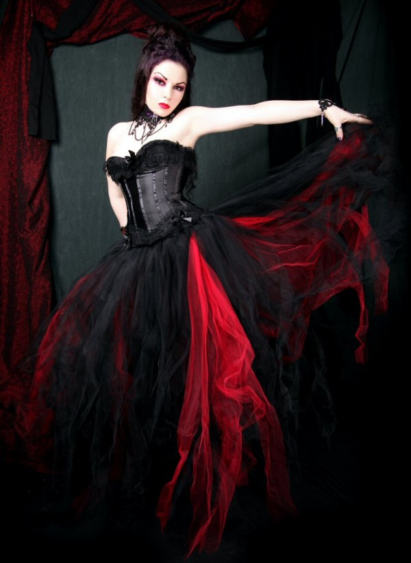 Devilinspired Gothic Clothing Black and Red Gothic Wedding Dresses