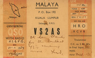 vs2as Vintage QSL Cards From Malaya