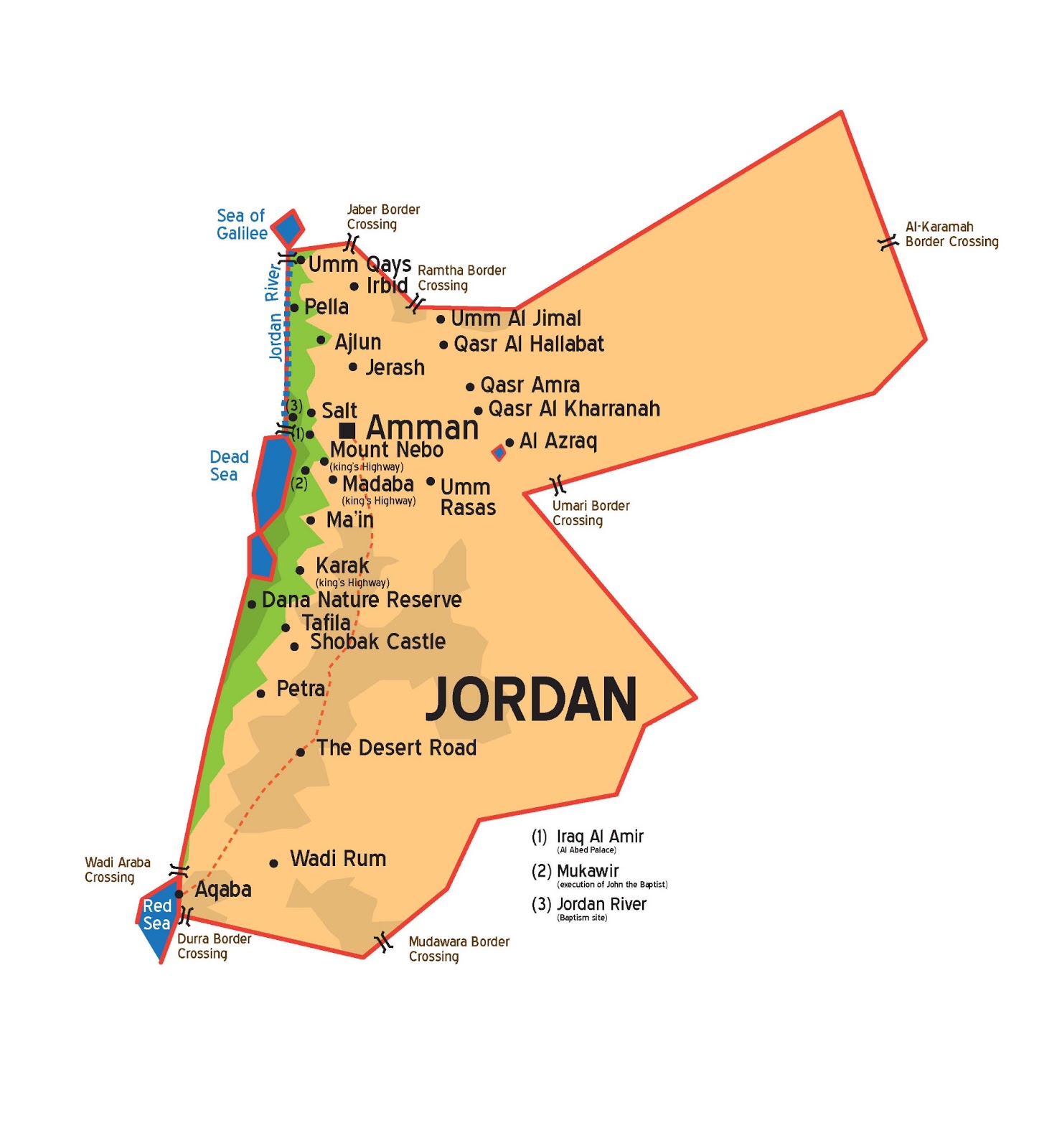 JORDAN GEOGRAPHICAL MAPS OF JORDAN