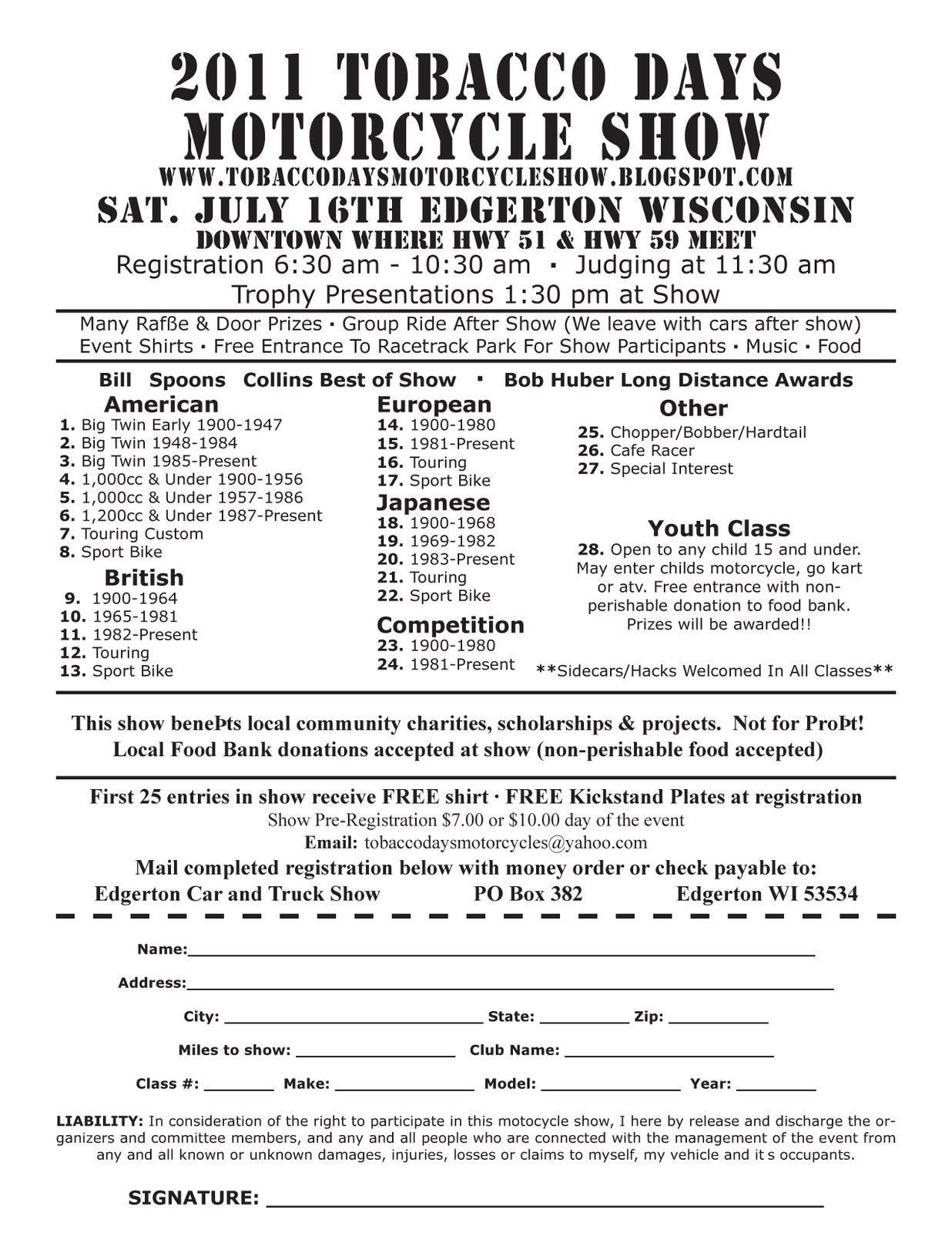 tobacco days motorcycle show motorcycle show judging sheet