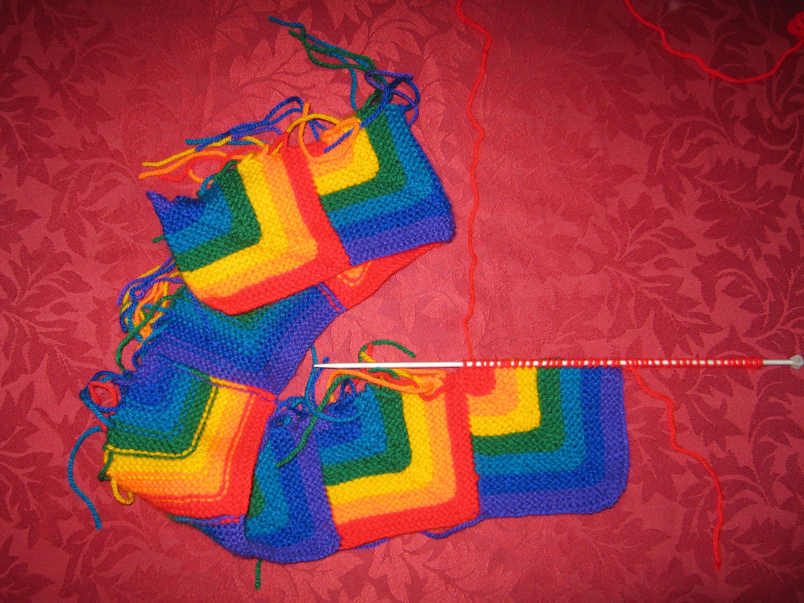 Sixties Spirit Domino Knitting Rainbow Cushion