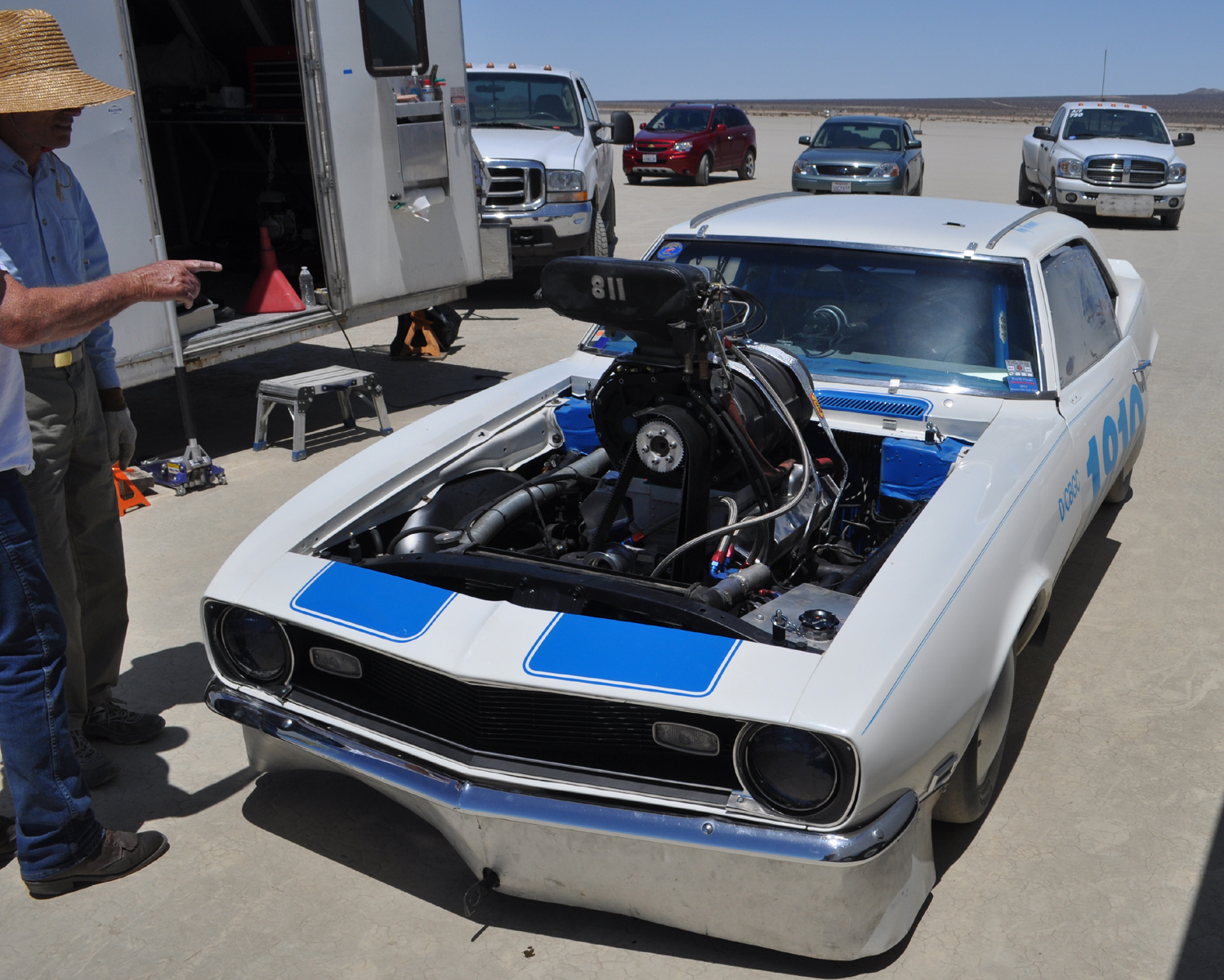 car modification: '68 Camaro with a big damn 8-71 supercharger