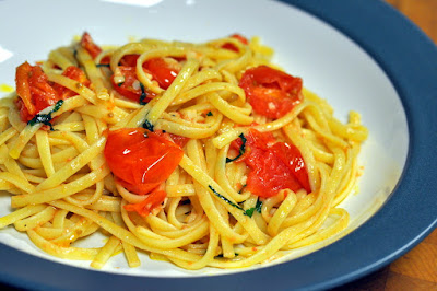 Linguine with Grape Tomatoes, Garlic, and Fresh Basil | Taste As You Go