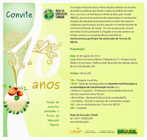 Convite comemoração 10 anos da Recid.