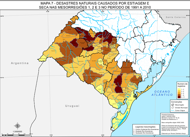 Desastres Naturais Causados por Estiagem e Secas - Fonte: Atlas Brasileiro de Desastres Naturais/UFSC