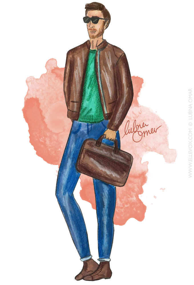 menswear fashion illustration by lubna omar