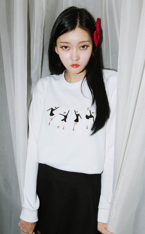 [MIxxmix] Embroidered Ice Skater Girl Sweatshirt KSTYLICK Latest