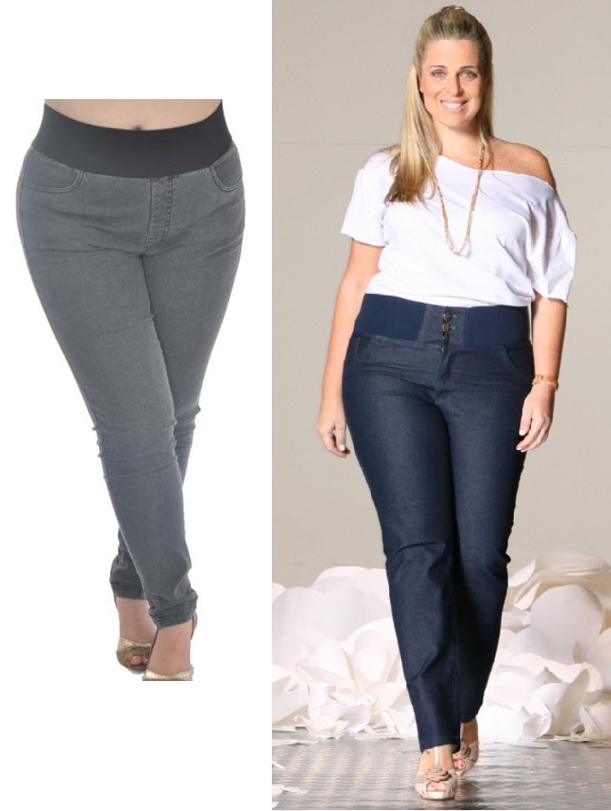 calça jeans com elastico na cintura plus size