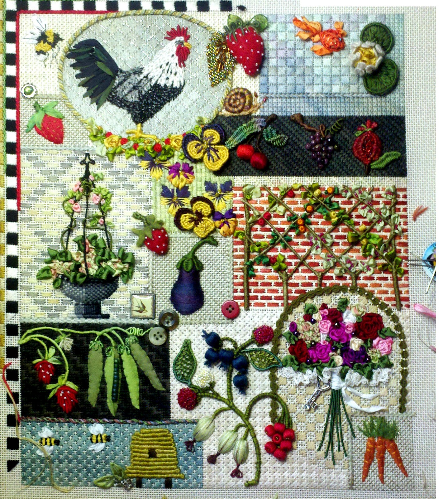 Kelly Clark Needlepoint Handbook Kelly's New Sampler, Stumpwork, naturally!