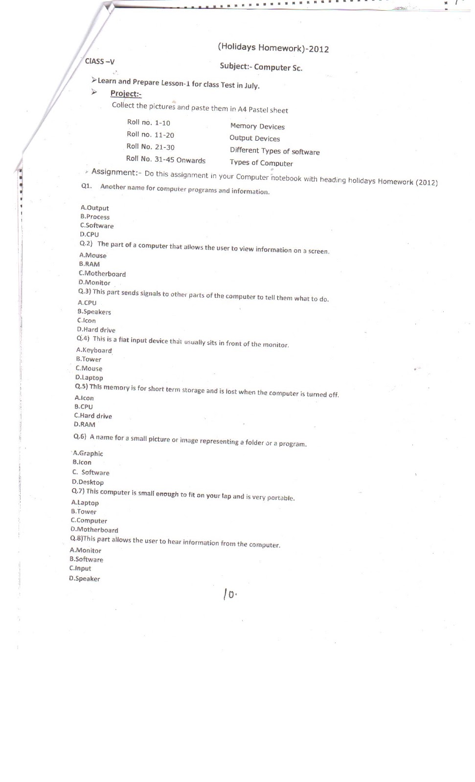 Creative holiday homework for class 5 image