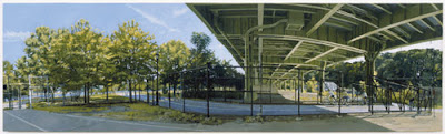 Rackstraw Downes's Under the Westside Highway at 145th Street: The Bike Path, No. 1, 2009. Oil on canvas