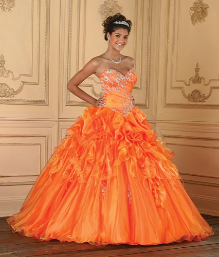 Villi Wedding Dress Sweet Heart Neckline Floor Ball Gown Orange 