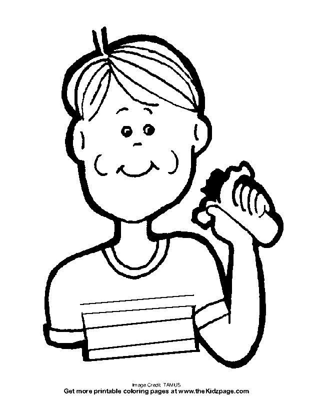 Kids Page: - Boy Eating - For Kids Colouring Sheets Coloring Pages