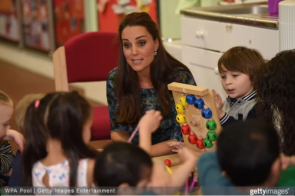 Catherine, Duchess of Cambridge visited Cape Hill Children's Centre on February 18, 2015 in Smethwick, England