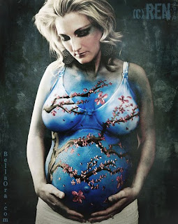 Pregnant Women-Cherry Blossom Body Paint