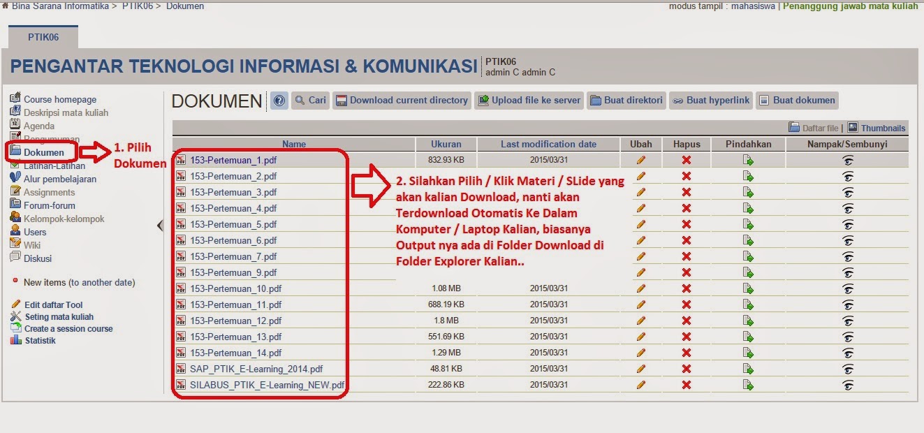 ELEARNING PTIK CARA DOWNLOAD MATERI SOAL ANDIKA HASTA