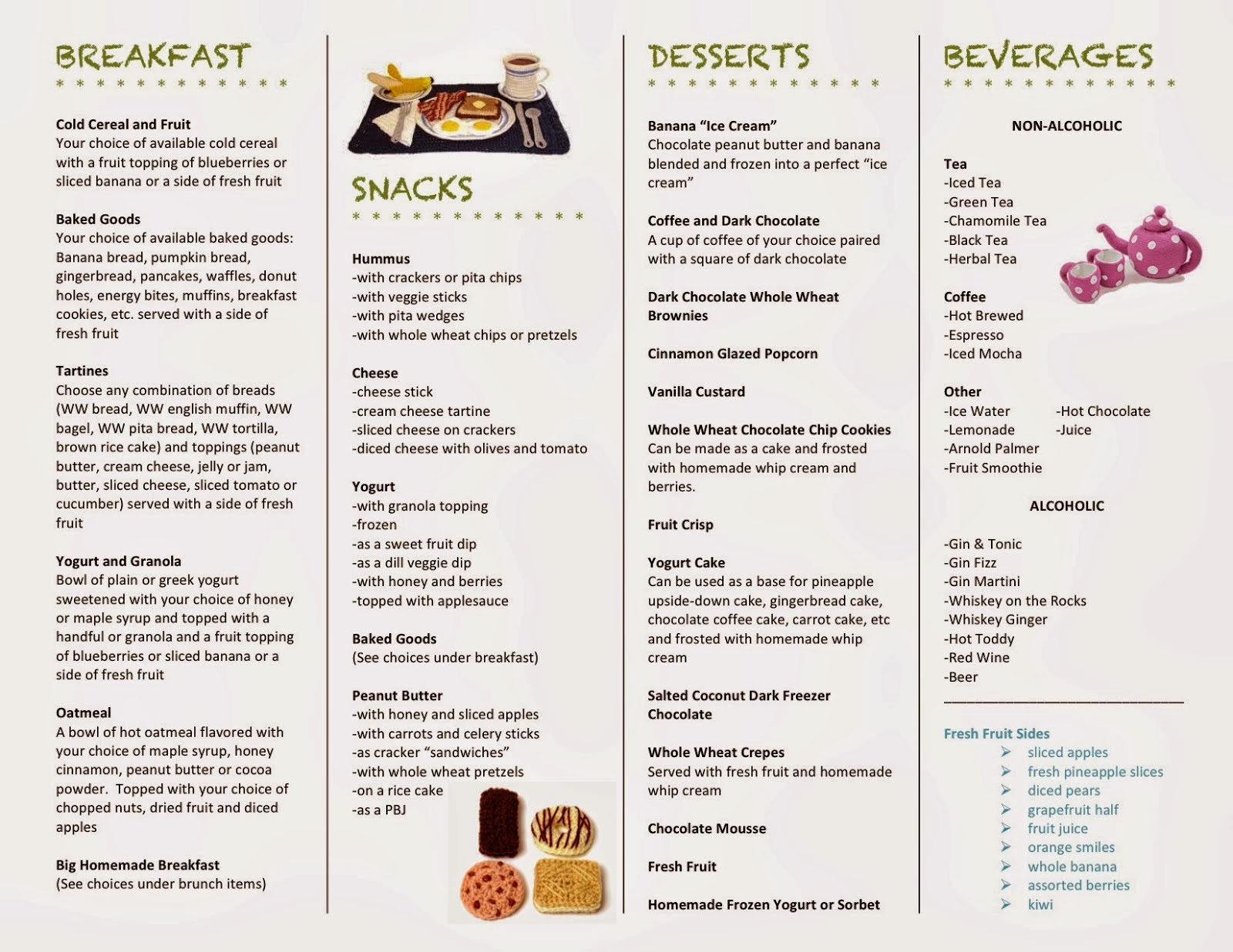 weekly family menu