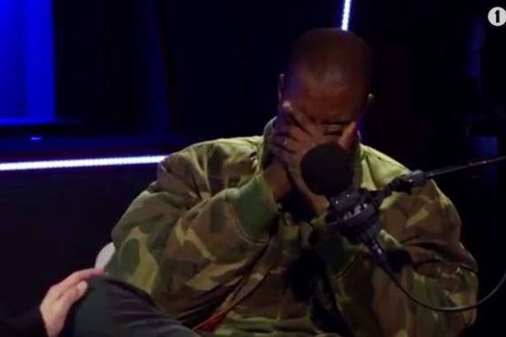 Kanye West cries during live interview