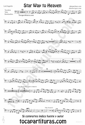 Tubescore Stairway to Heaven by Led Zeppelin sheet music for Trombone, Tube and Euphonium