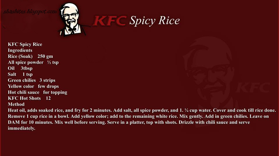 Shas 's delicious Bytes KFC Spicy rice