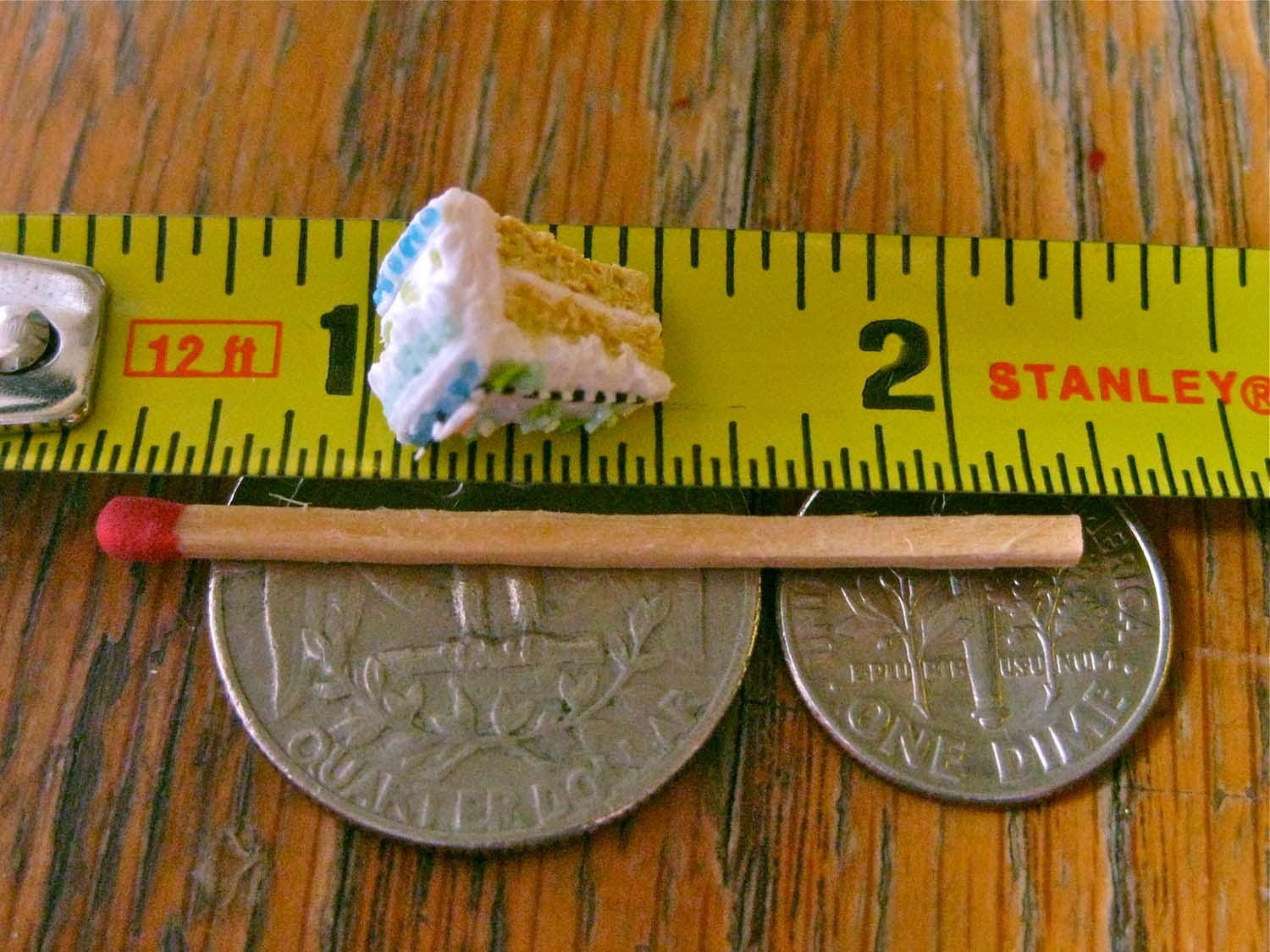 INVENTIVE SOUL Tiny Miniature slice of birthday cake. 1