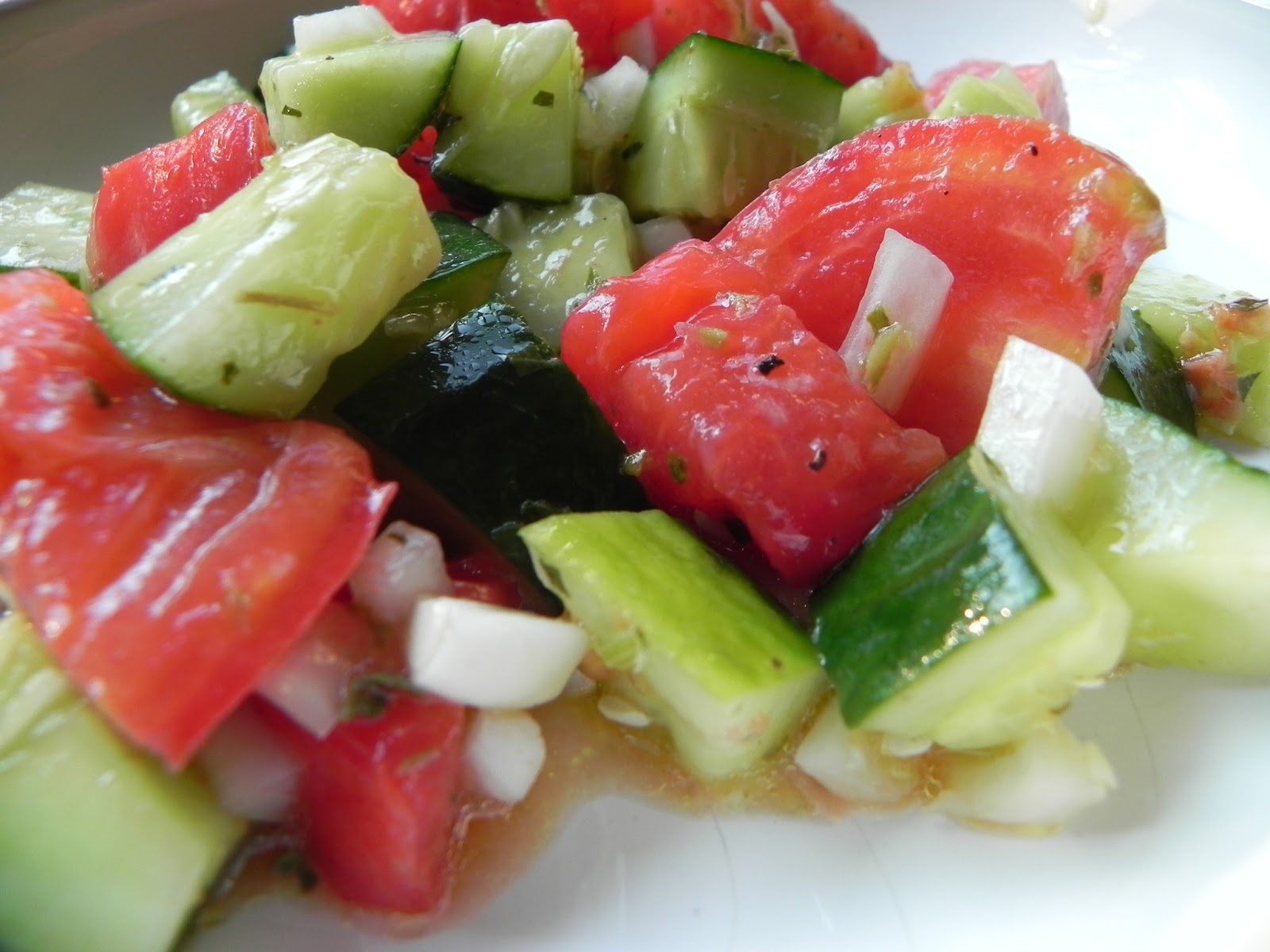 Let Them Eat Healthy Cucumber & Heirloom Tomato Salad