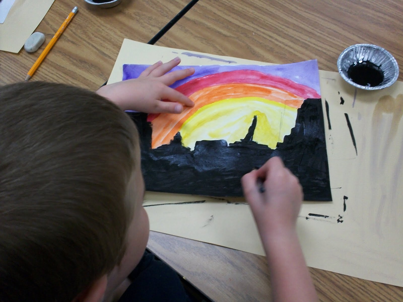Art With Mr. E Watercolor/Tempera Skyline 1st Grade