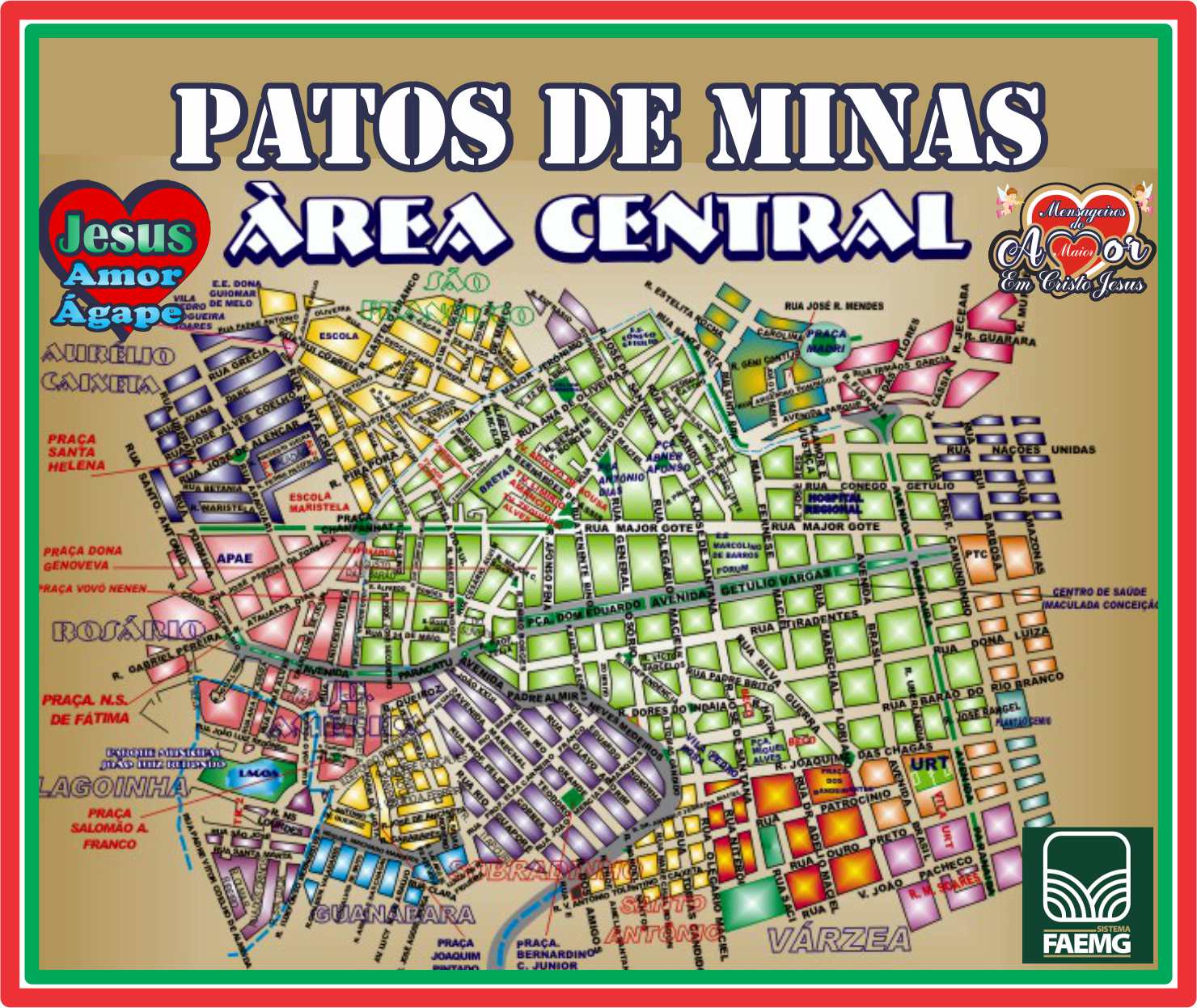 Patos de Minas - Mapa da Àrea Central