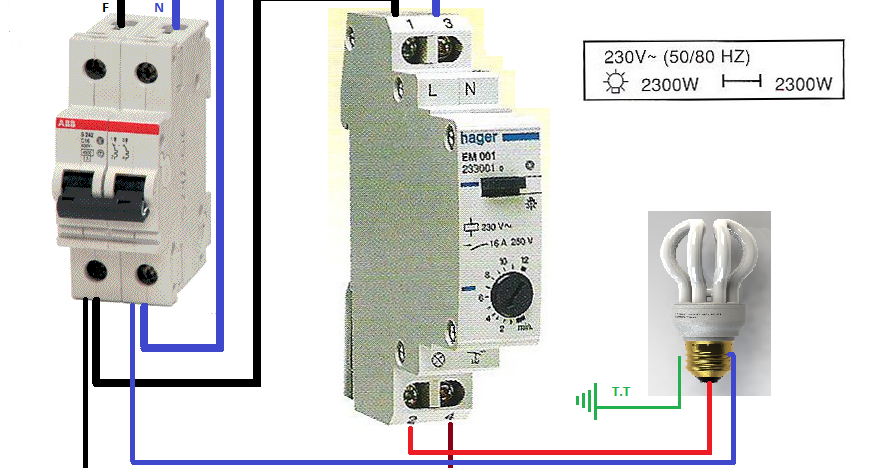 programador automatico de escalera Gral. 4 cables ~ Esquemas eléctricos