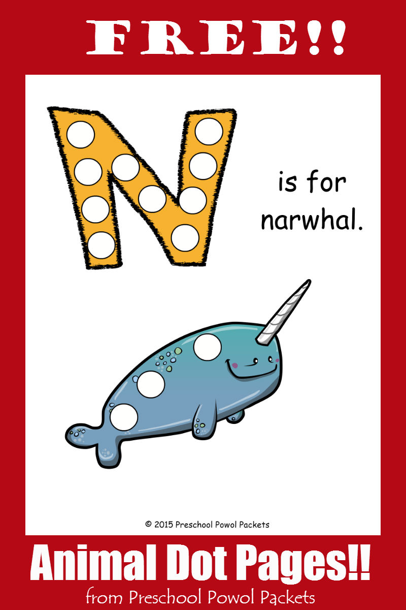 FREE} Letter N Animal Alphabet Dots Printable! | Preschool Powol Packets