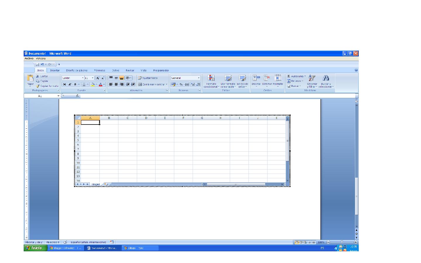 Ofimatica Como insertar una tabla de Excel en Word sin abrir Excel