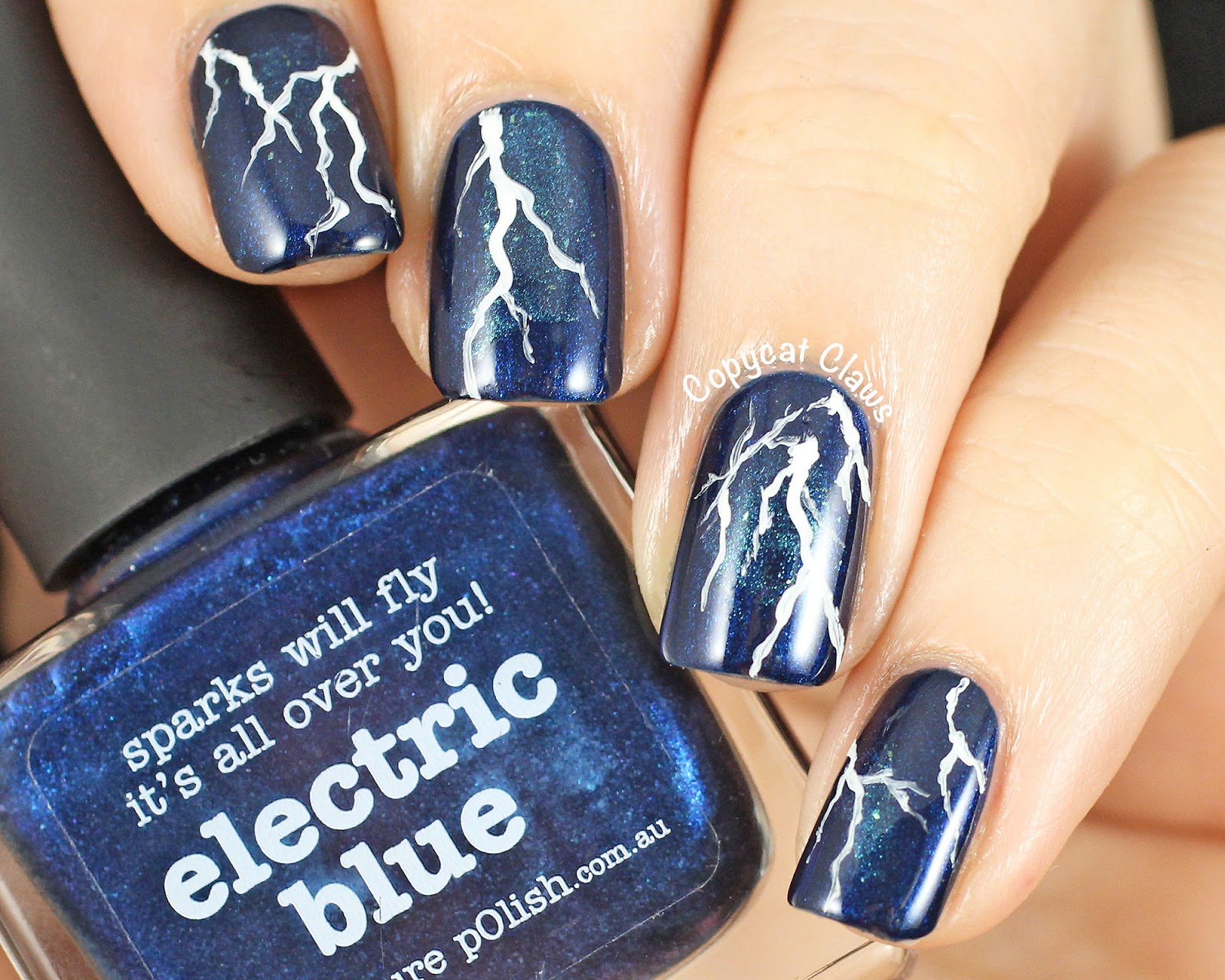 Copycat Claws Lightning Nail Art & Picture Polish Electric Blue