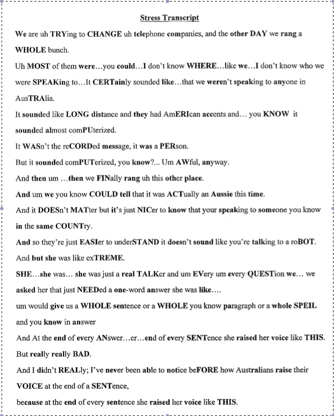 Jessica S Australian Accent Blog Week 8 9 Rhythm And Stress