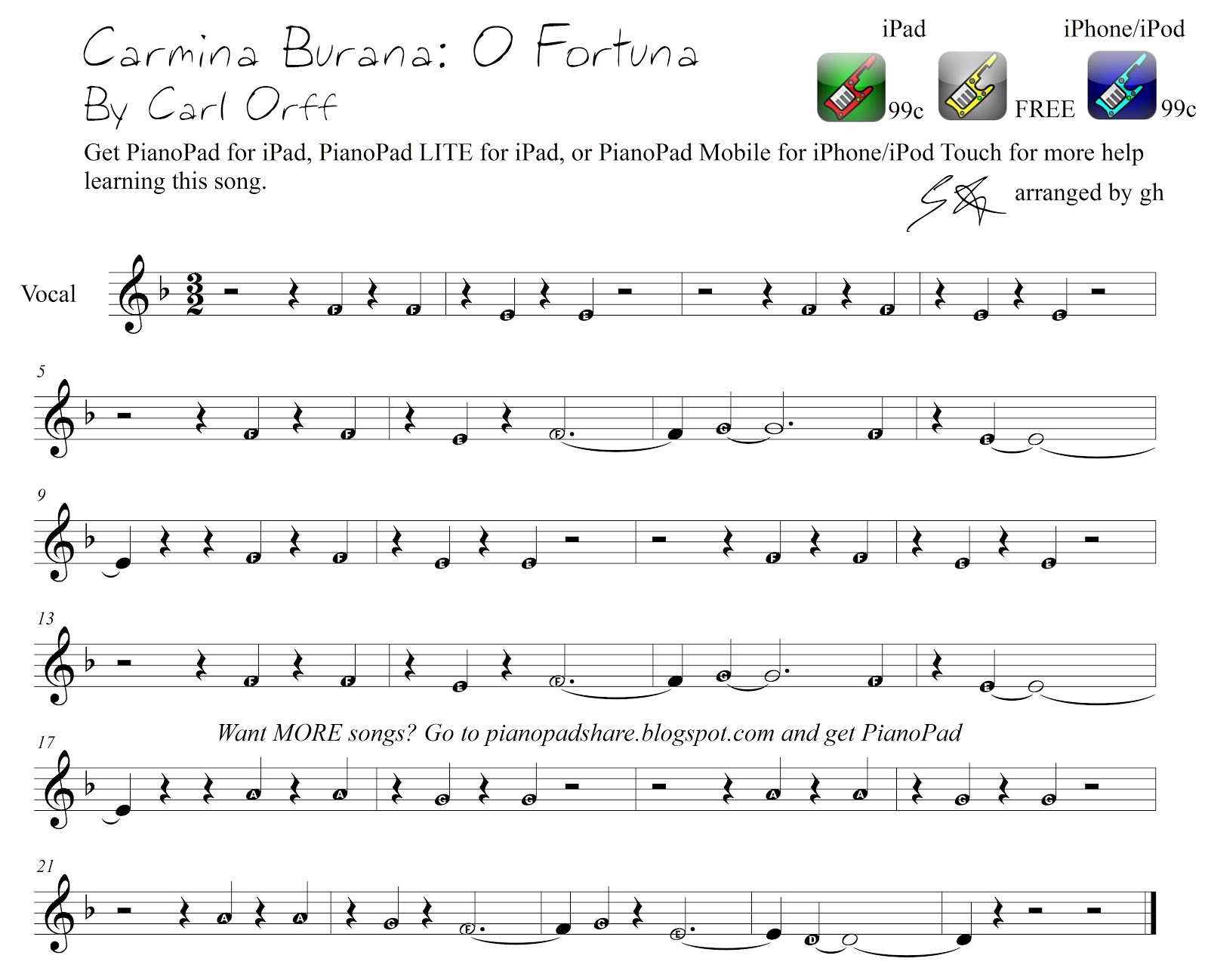 orff carmina burana sheet music