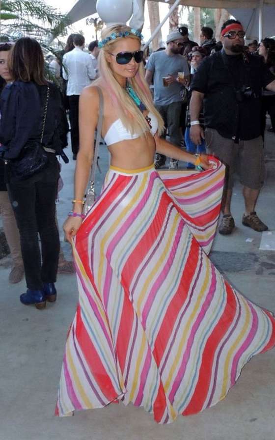 Paris Hilton posing for the cameras at Coachella Valley Music and Art Festival