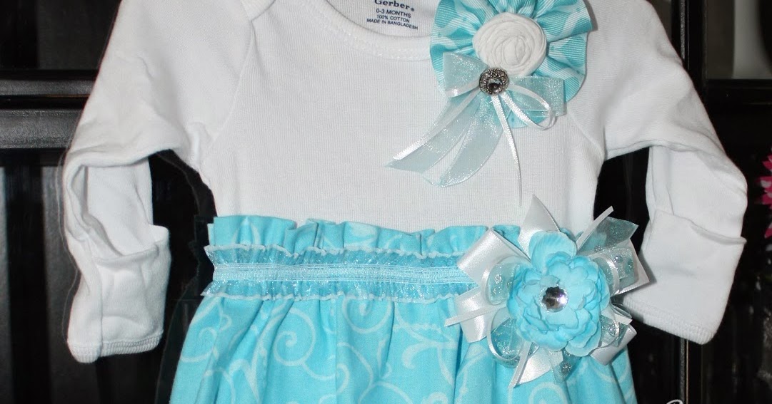Breezy's Homemade Bliss Infant Onesie Gown/Dress Blue & White