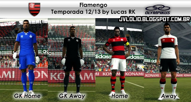 Kit do Clube de Regatas do Flamengo 2012/13 para PES 2012 Download, Baixar Uniforme do Flamengo 2012/13 para PES 2012