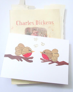 upcycled christmas cards - robins