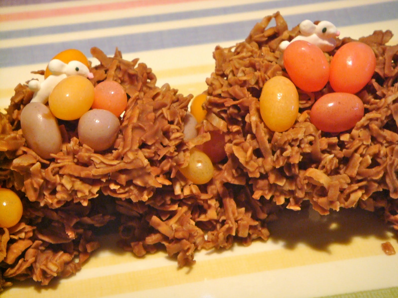 Delicious Dishings ChocolateCoconut Nests With Jelly Bean Eggs