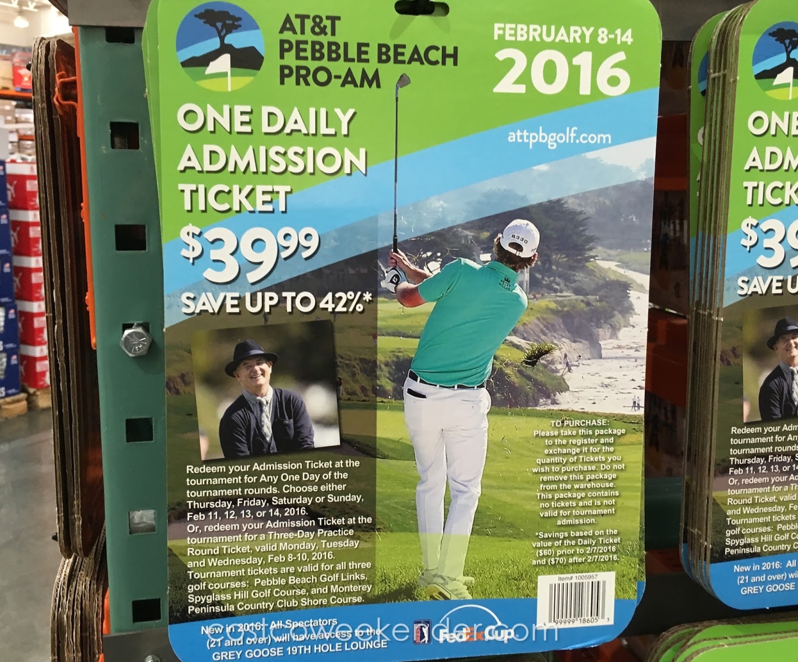 AT&T Pebble Beach ProAm One Daily Admission Ticket Costco Weekender