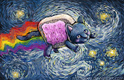 Nyan Cat Meme Fan Art (nyan cat digital van gogh painting photoshop meme youtube viral video cute)