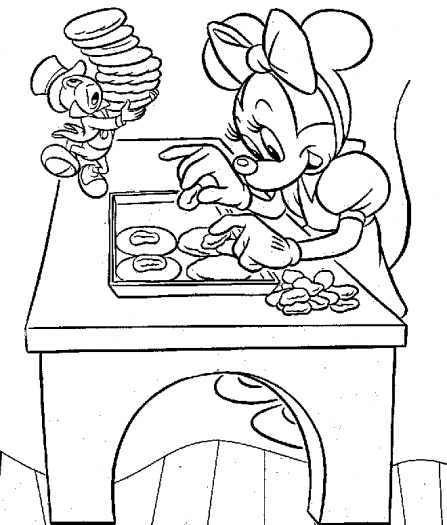 Mickey Mouse and Minnie Mouse Cooking Coloring Pages