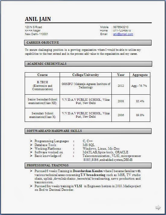 Formats For A Resume What Is The Format For A Resume Job