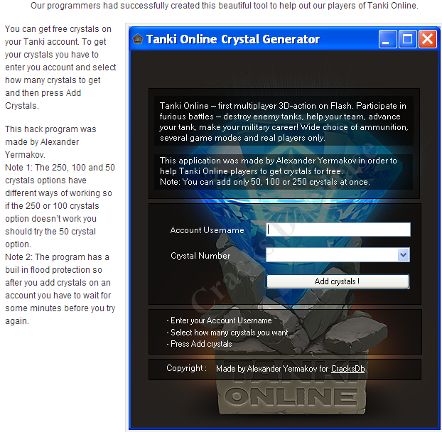 Activation Code Tanki Online Crystal Generator