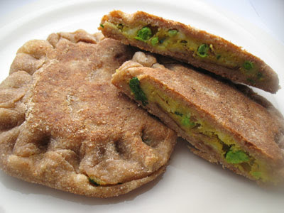 stuffed parathas with potato and peas
