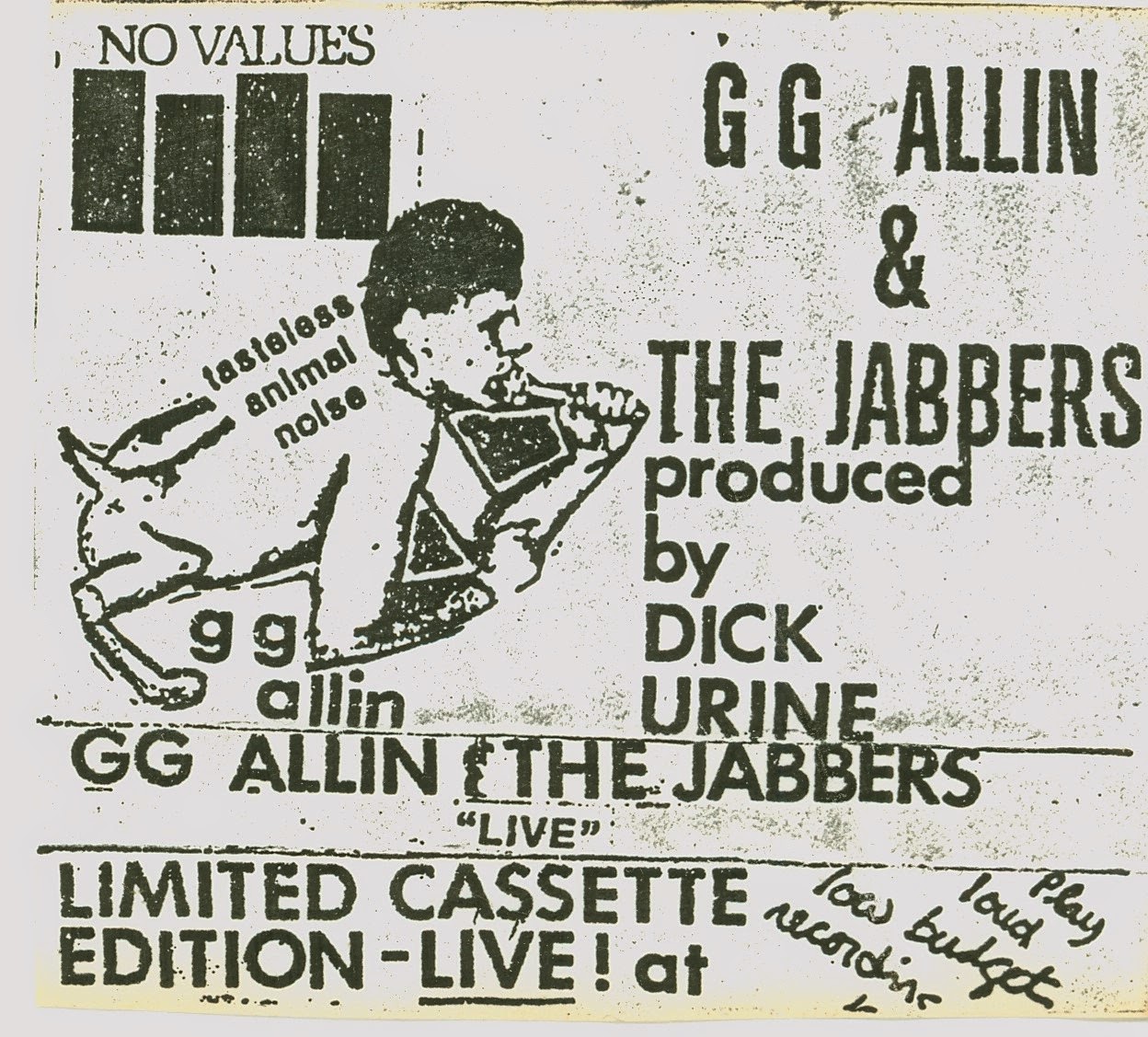 Tape Attack GG Allin & The Jabbers Live