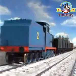 Thomas engine friends Edward the train keeping up with James train raced towards the coaling plant
