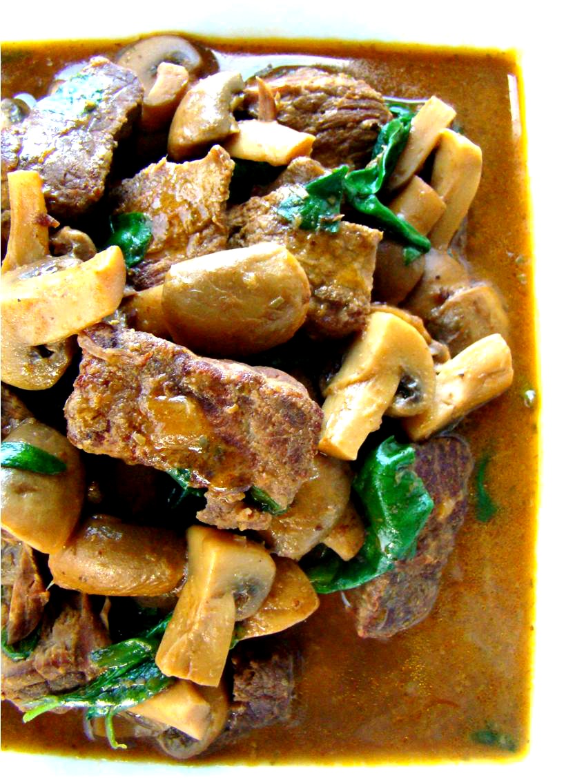 Stewed beef & mushrooms