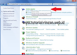Kemudian Masuk menu Action Center
